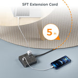 TESSAN – Regleta de alimentación con USB, cable de extensión con 6 salidas ampliamente espaciadas