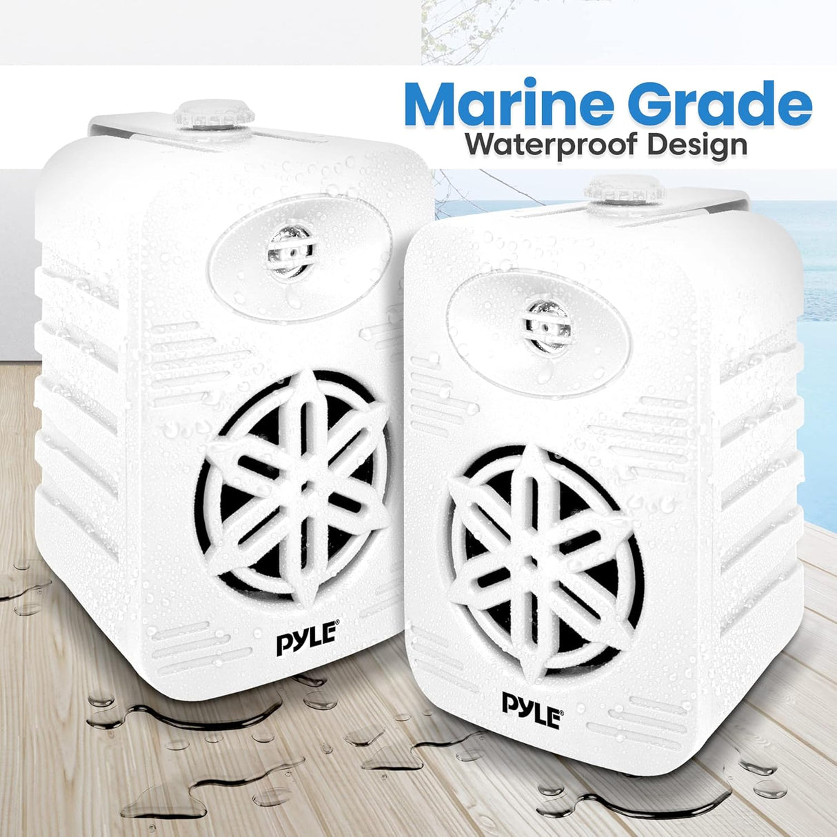 Par de altavoces Bluetooth para interiores y exteriores, 500 W, doble impermeable,PDWRBT56WT