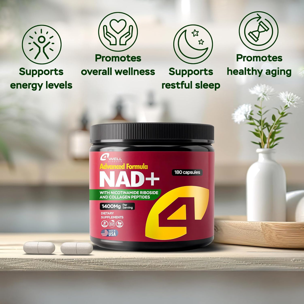 Suplemento NAD 1400mg - Salud Celular y Cognitiva - 180 Caps
