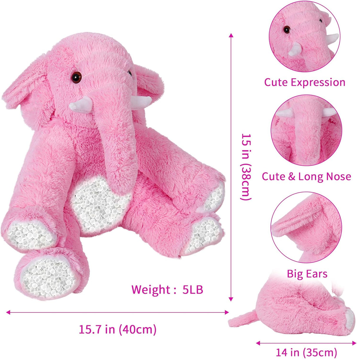 Lindo peluche almohada Elefante rosa, los niños lo aman