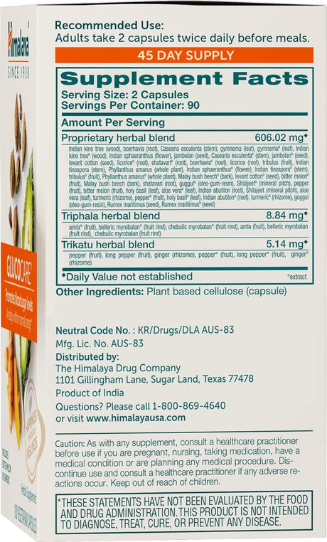 Suplemento Himalaya GlucoCare de azúcar en sangre  180 cáp