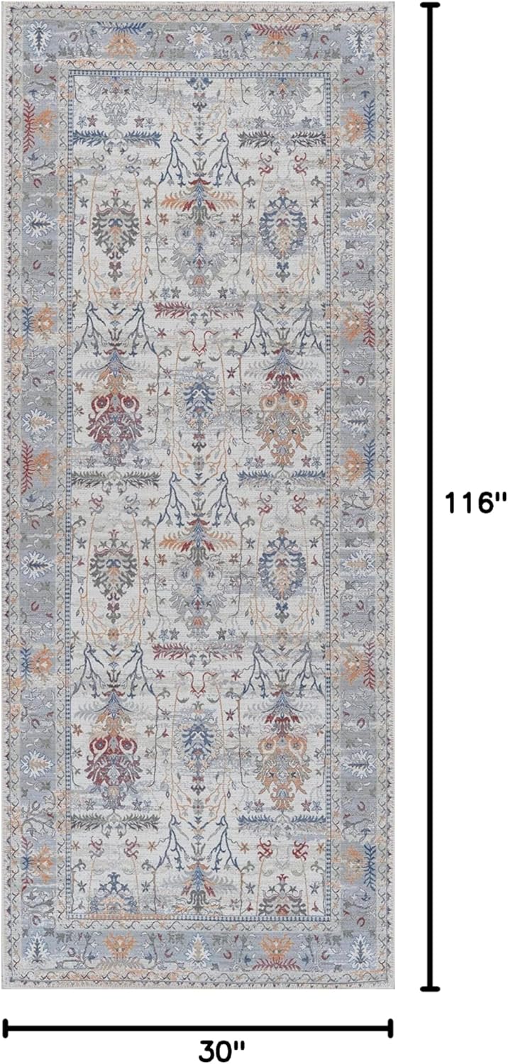 Alfombra Adiva Lavable 2'6x10 con Antideslizante, Vintage