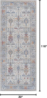 Alfombra Adiva Lavable 2'6x10 con Antideslizante, Vintage