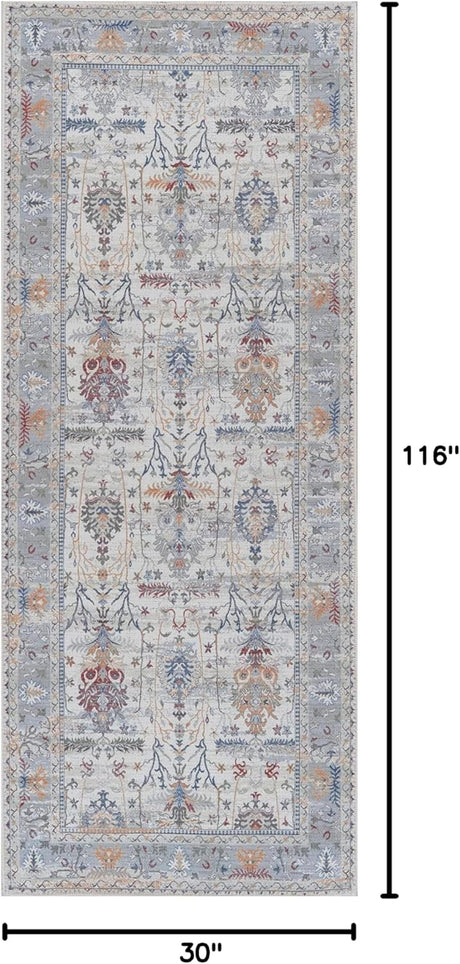 Alfombra Adiva Lavable 2'6x10 con Antideslizante, Vintage