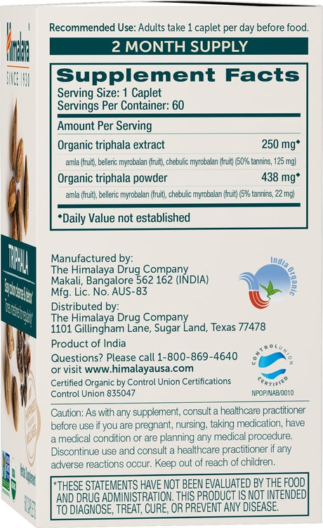 Suplemento Himalaya Trifhala orgánica limpieza de colon