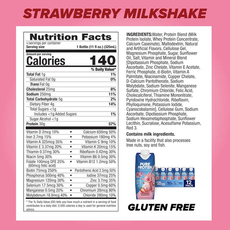 Batido de Proteínas Pure Protein, 30g, Listo para Beber, 12 Pack