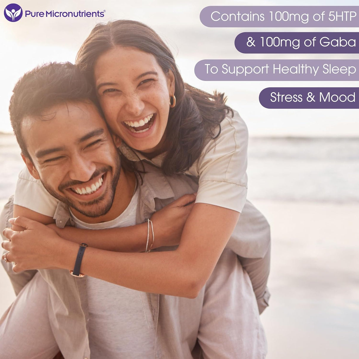 Suplemento Pure 5-HTP (5-hidroxitriptófano) Plus GABA  60un