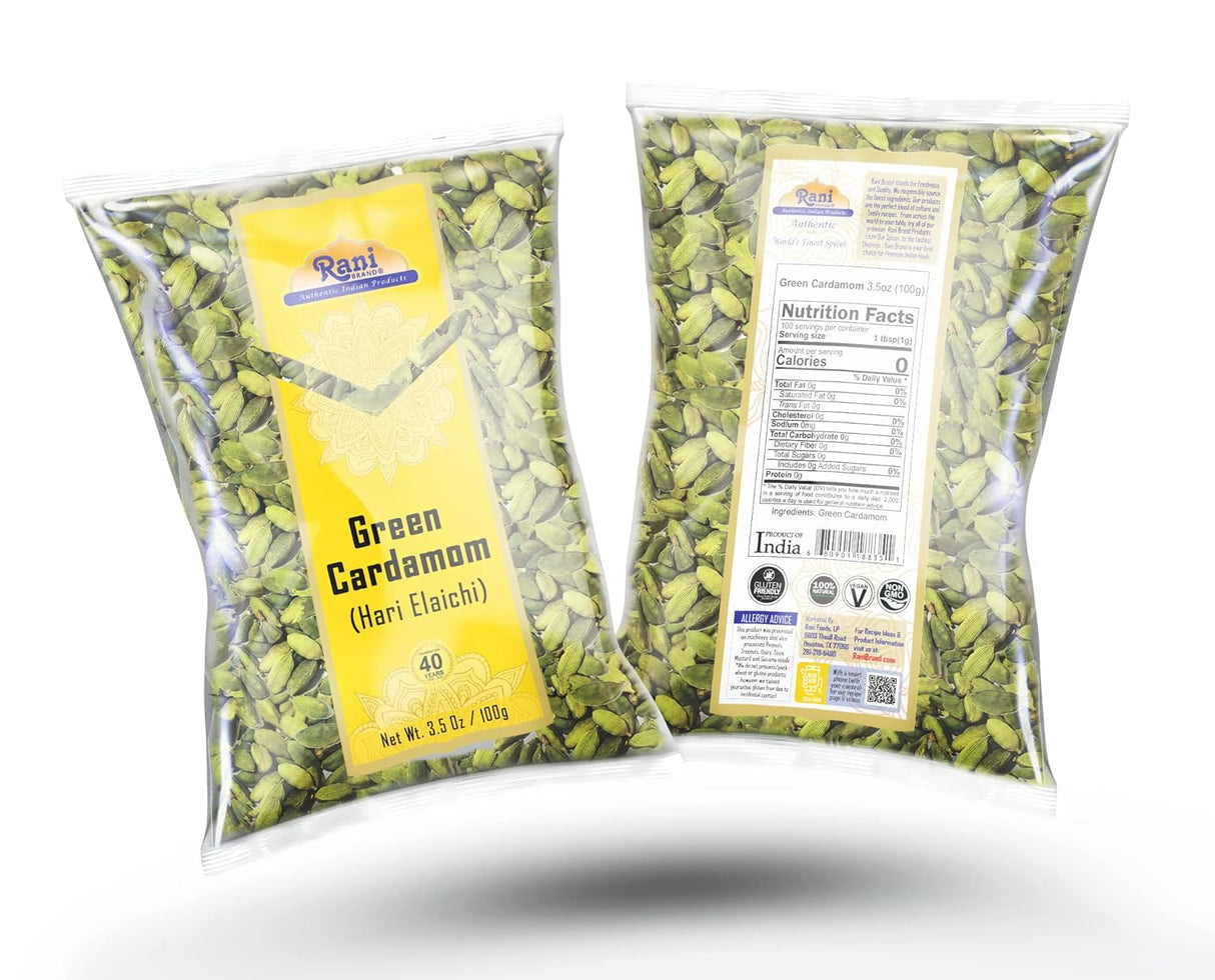Rani Cardamomo Verde Natural Vegano 3.5oz Hari Elachi