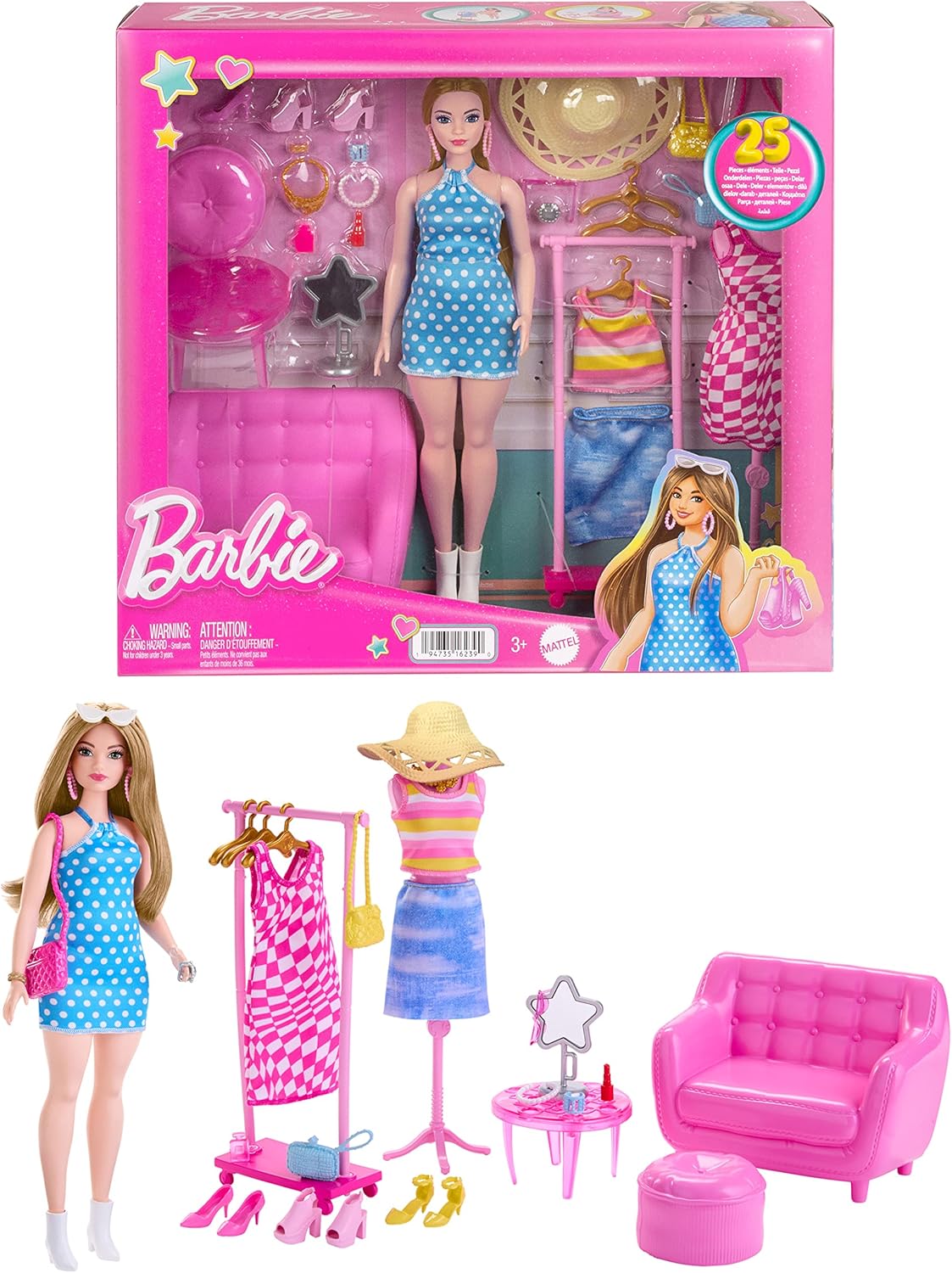 Muñeca de moda Barbie stylist con accesorios y ropa, Mattel HPL78