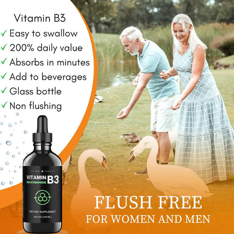 Suplemento líquido de vitamina B3  como niacinamida 120ml