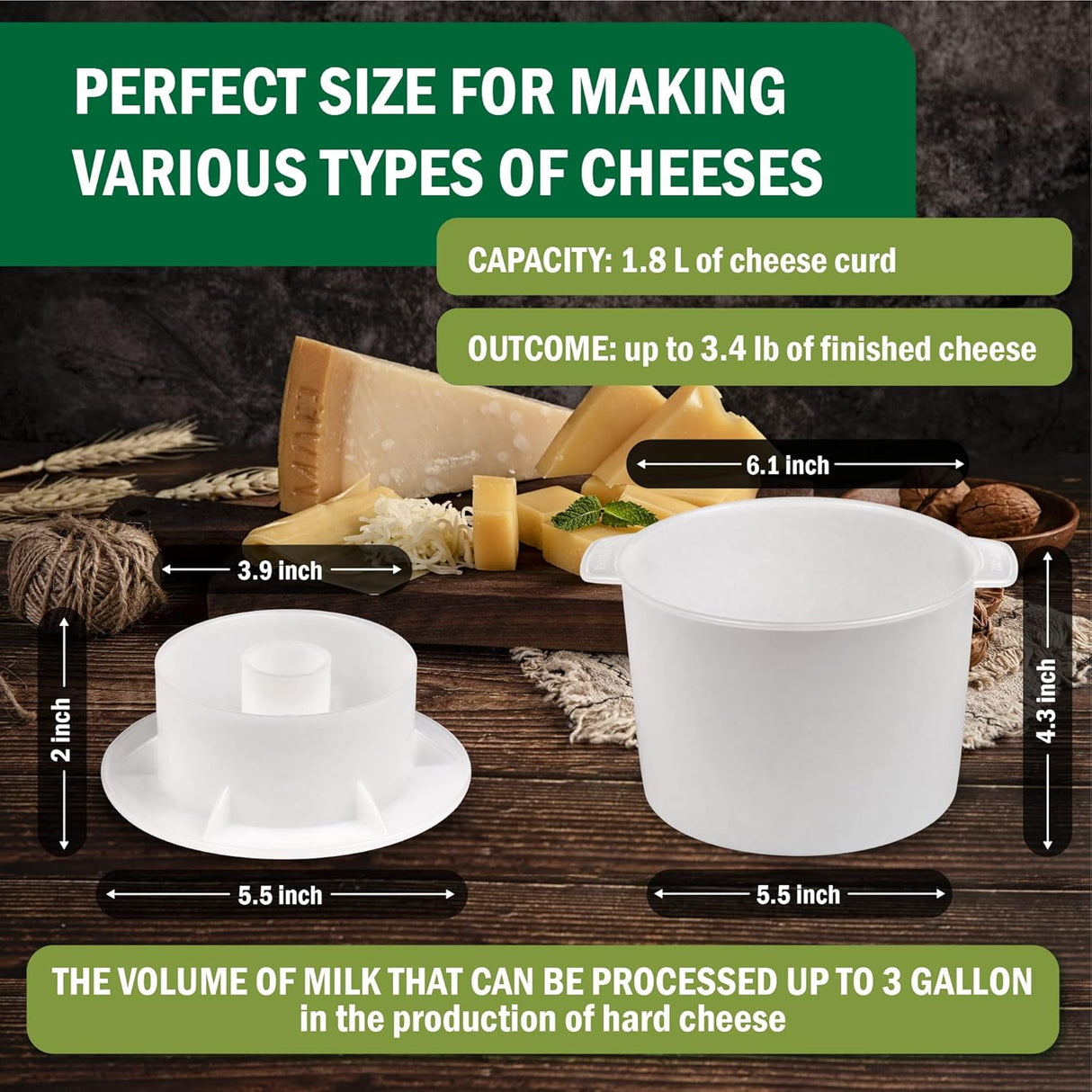 Moldes o Kit de elaboración de queso con pistón