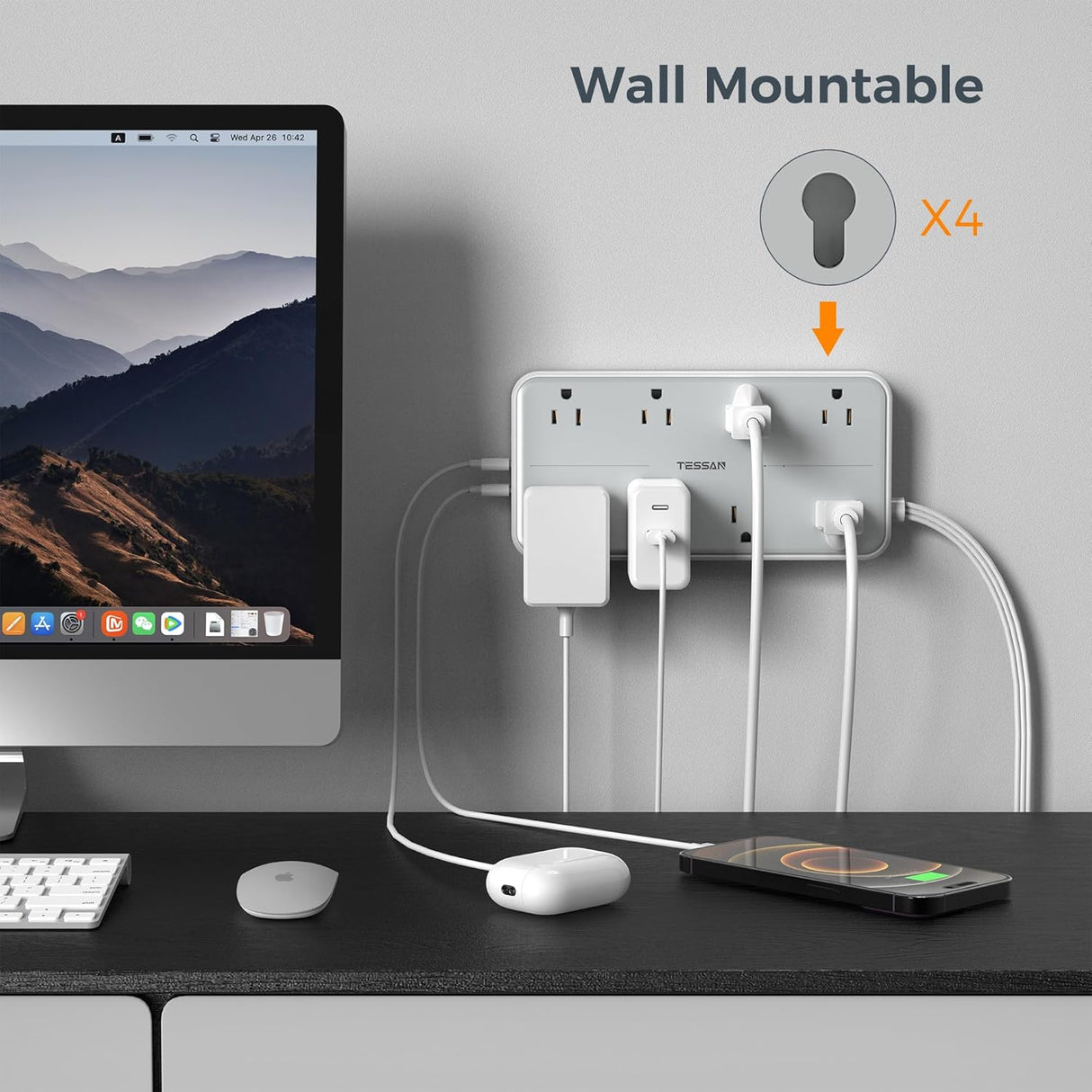 TESSAN - Protector de sobretensiones, cable de extensión