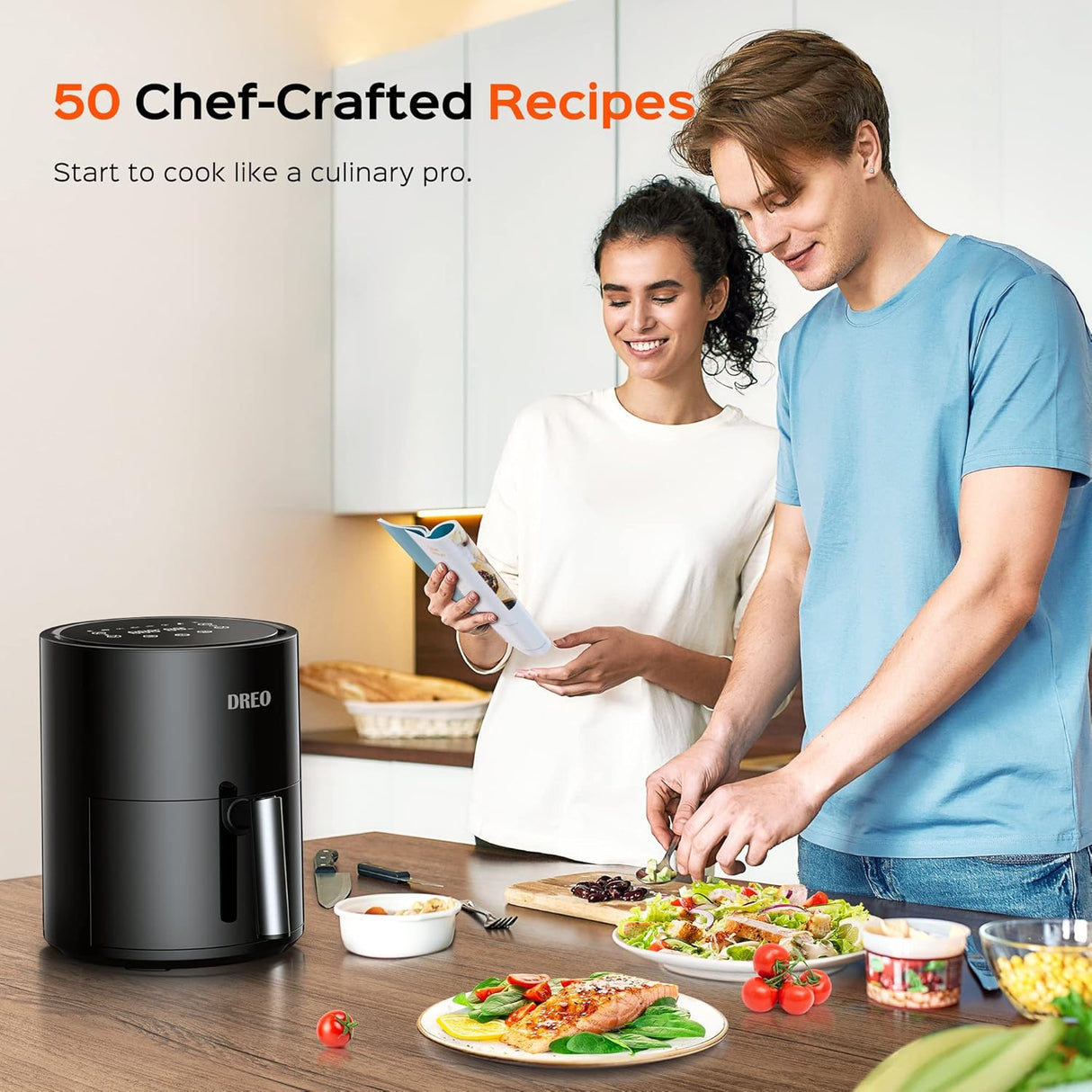 Freidora de Aire Dreo 4L 9 Funciones 50 Recetas DR-KAF002