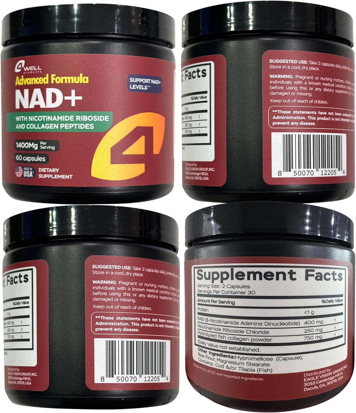 Suplemento NAD 1400mg - Salud Celular y Cognitiva - 180 Caps