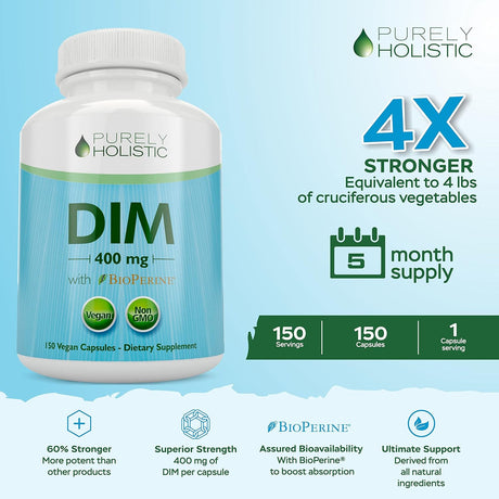 Suplemento 400mg Plus Bioperine  150 cápsulas veganas DIM