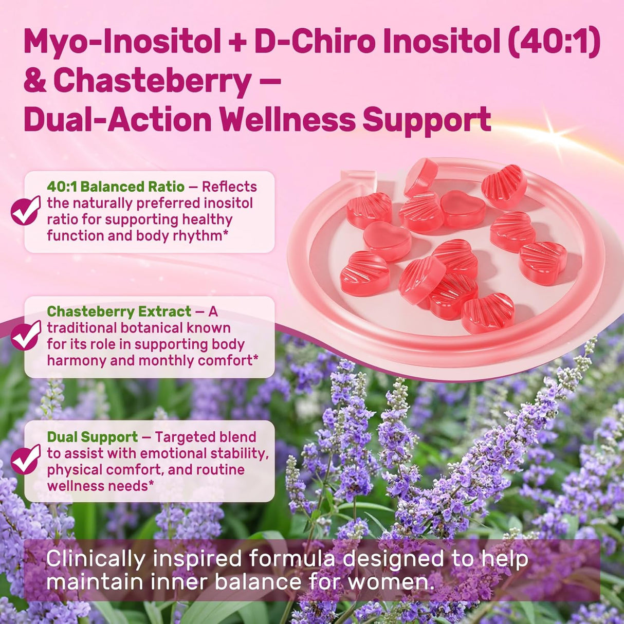 Gomitas de Inositol + Chasteberry, 2000mg, 60u