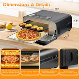 Horno de pizza eléctrico 800°F, portátil 12” para casa y comercio