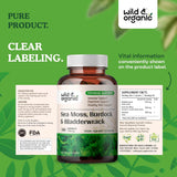 Cápsulas de Algas Marinas Orgánicas con Bladderwrack y Burdock Vida, 180 vegan