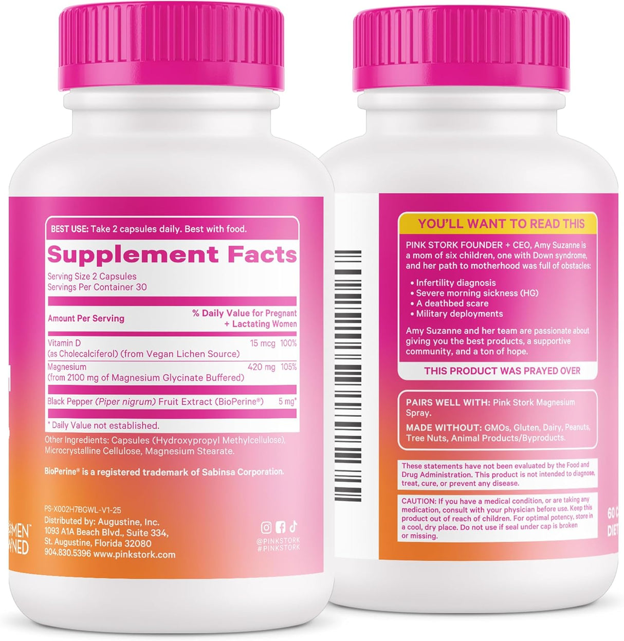 Magnesio con Vitamina D Pink Stork para Mujeres 60 caps