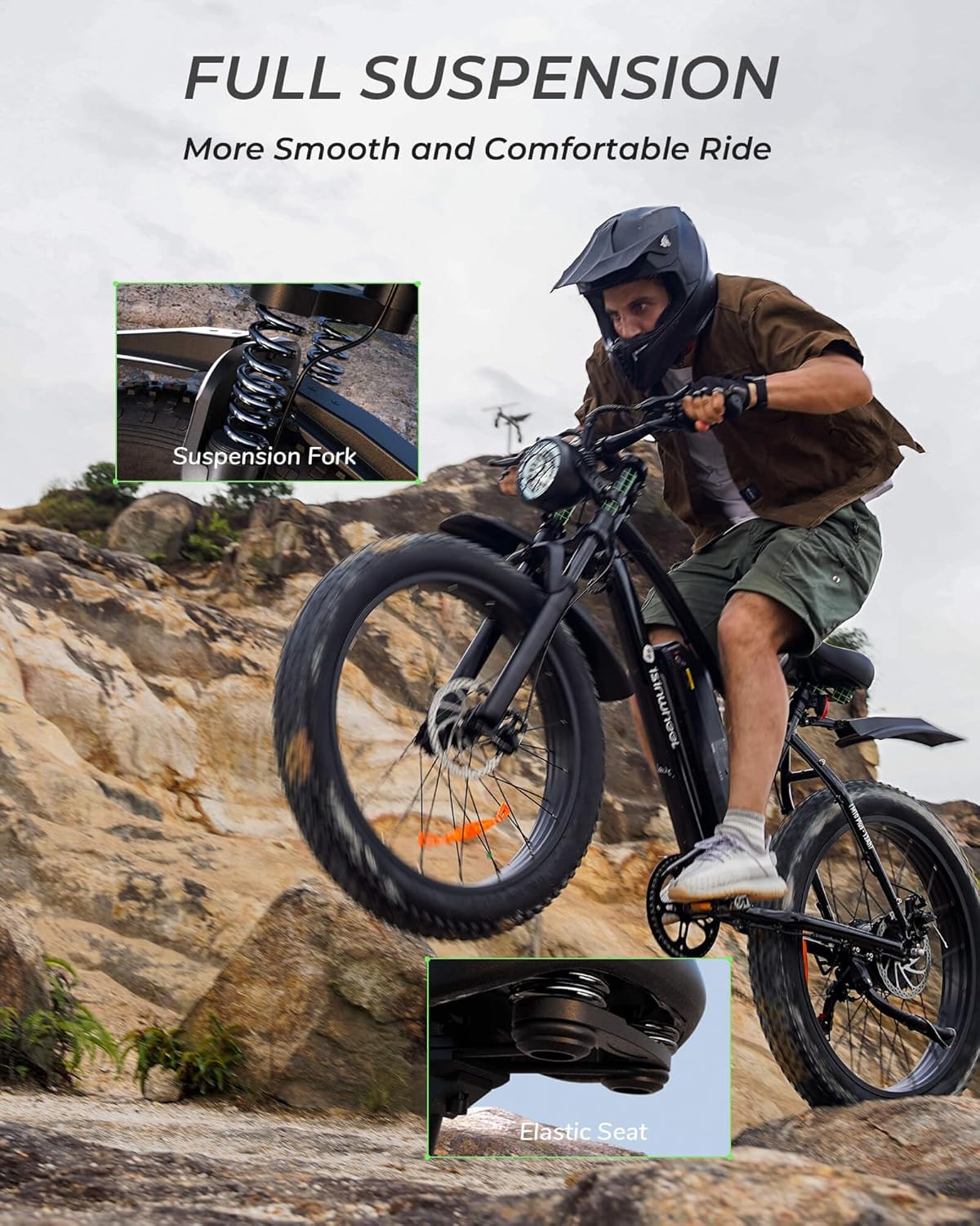 Bicicleta Eléctrica Isinwheel M10 Plus 900W, 75 Millas, 26 Fat Tire