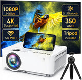 Proyector 1080P, portátil, WiFi 5G, compatible 4K, Tripod