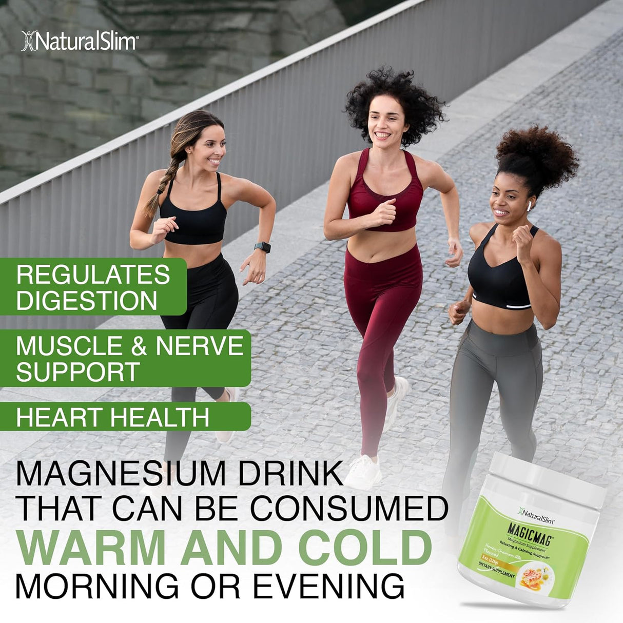 Polvo de Magnesio Citrato NaturalSlim, Apoyo al Estrés, 3 Pack