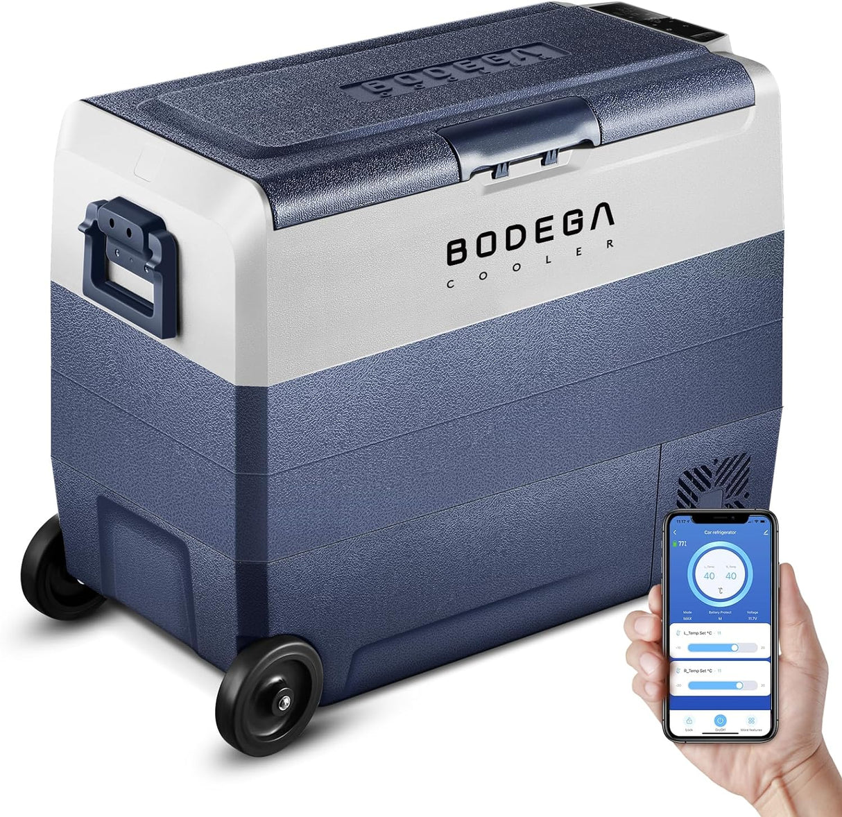 Refrigerador portáti para el auto y control por aplicación