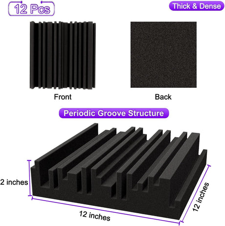 Paneles Acústicos TroyStudio 12x12x2 Absorbentes 12 Pcs