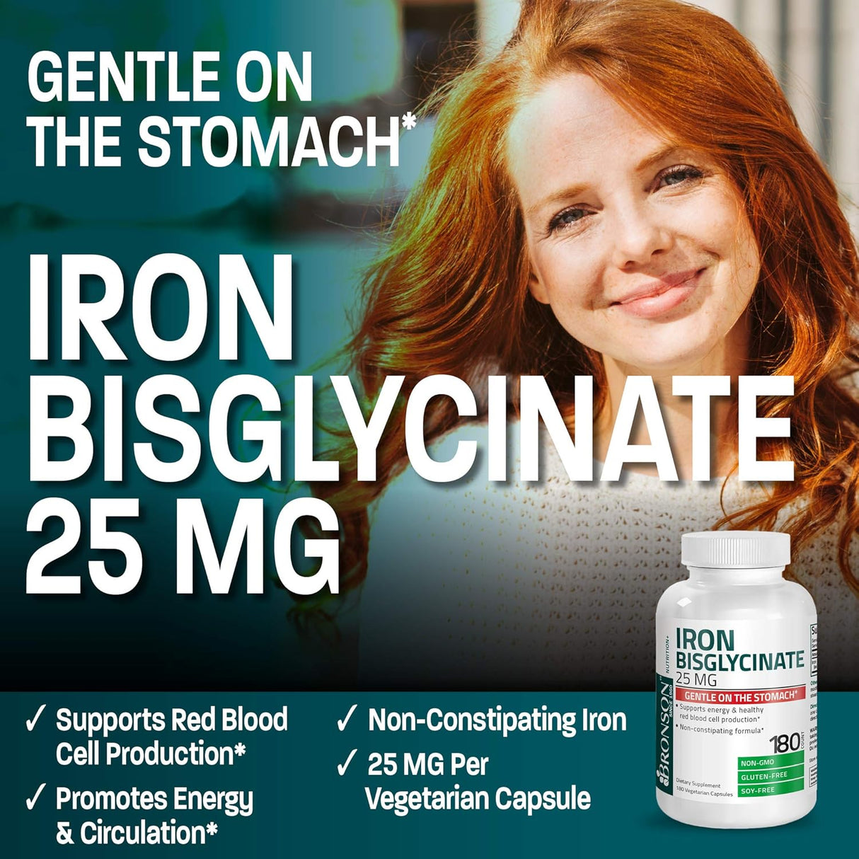 Suplemento Bisglicinato de hierro 25 mg  apoya la energía
