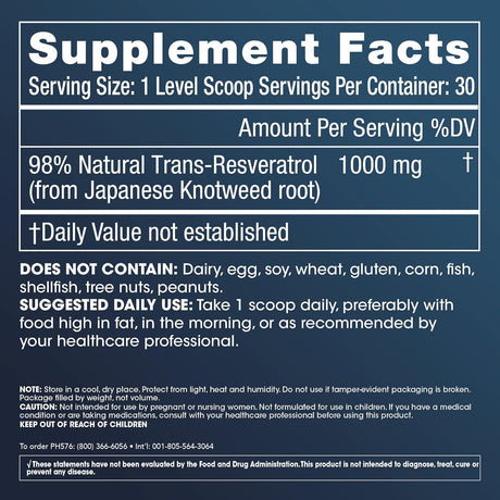 Resveratrol Micronizado ProHealth 30g 98% Pure Bioavailability