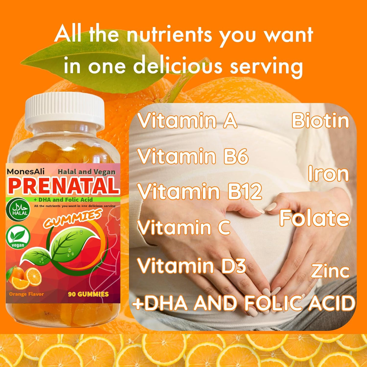 Gummies Prenatales Vegan con DHA y Ácido Fólico - Marca XYZ