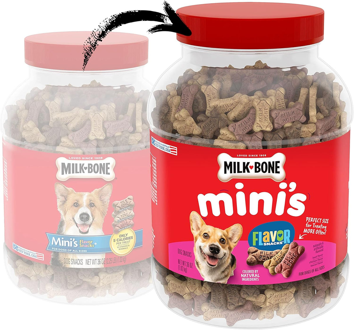 Aperitivos de sabores para perros de la marca Milk-Bone