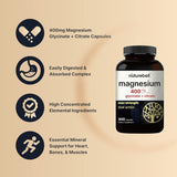 Magnesium Complejo 400mg 300 Cápsulas Glicinato Citrato