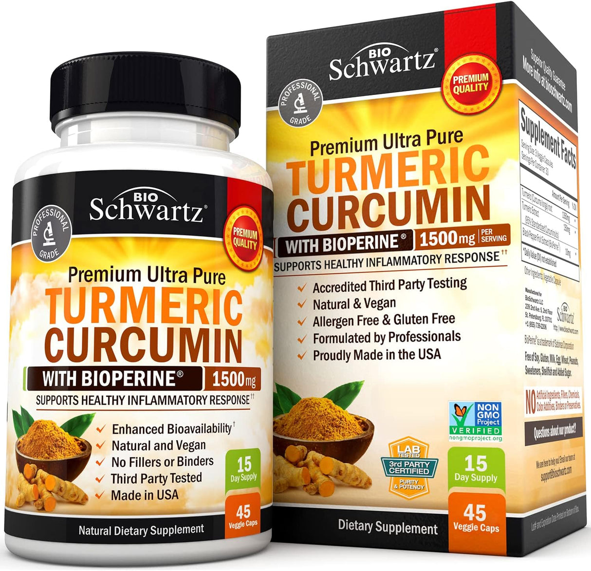 Suplementos Alimenticios de cúrcuma con BioPerina