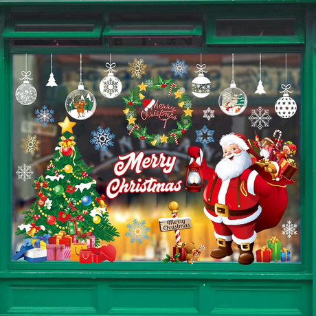 Adhesivos Navideños Yusongirl, Santa, Árbol, Nieve, Reutilizables