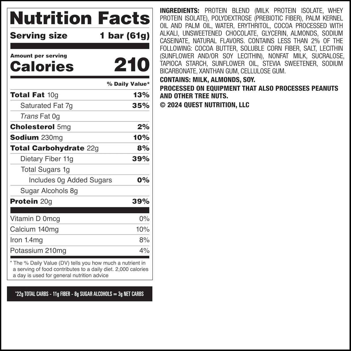 Barra proteica Quest Nutrition Overload, 20g proteína, 1g azúcar, 12 unidades