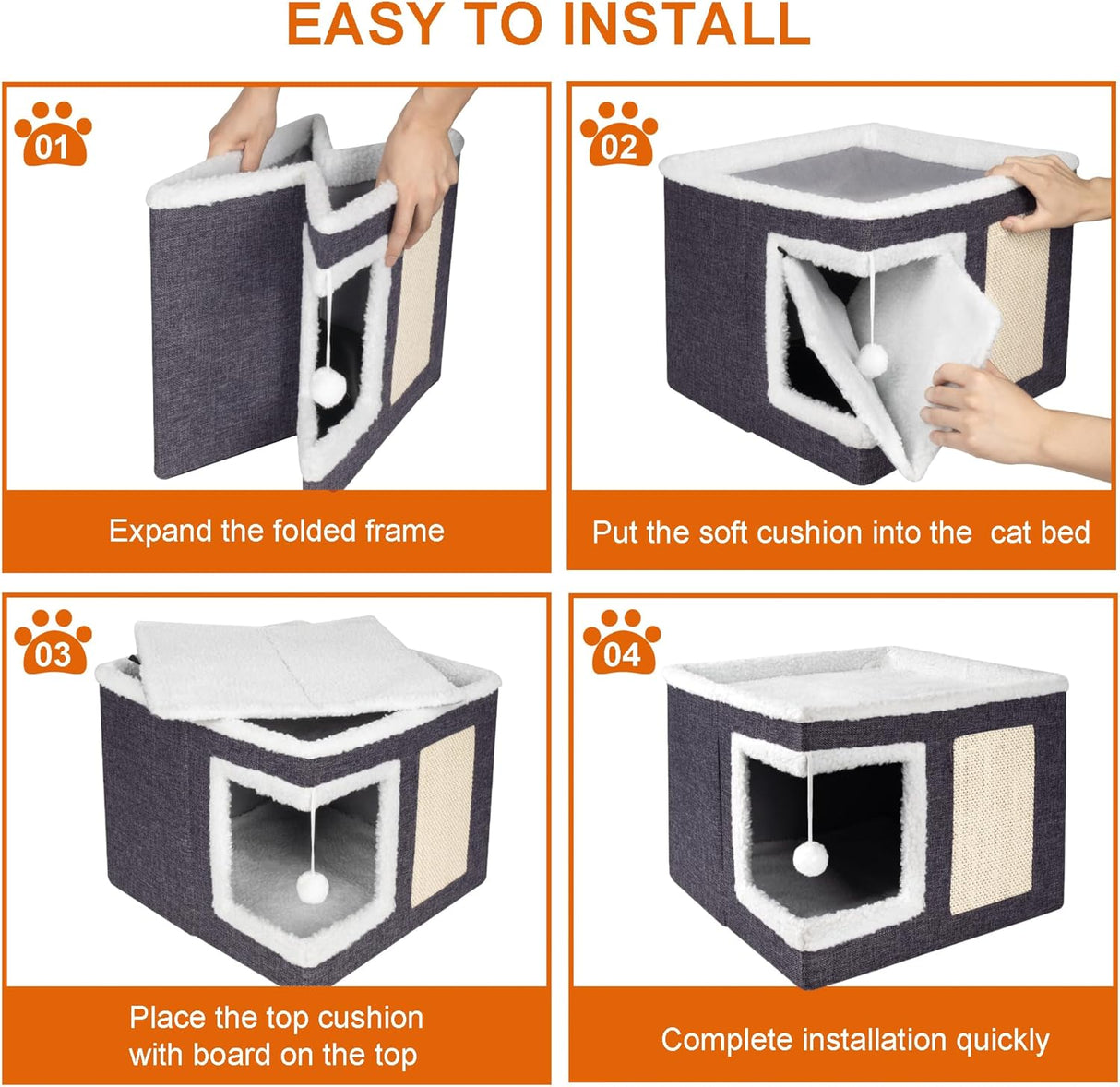 Casa para gatos grandes, marca desconocida, cama reversible, modelo