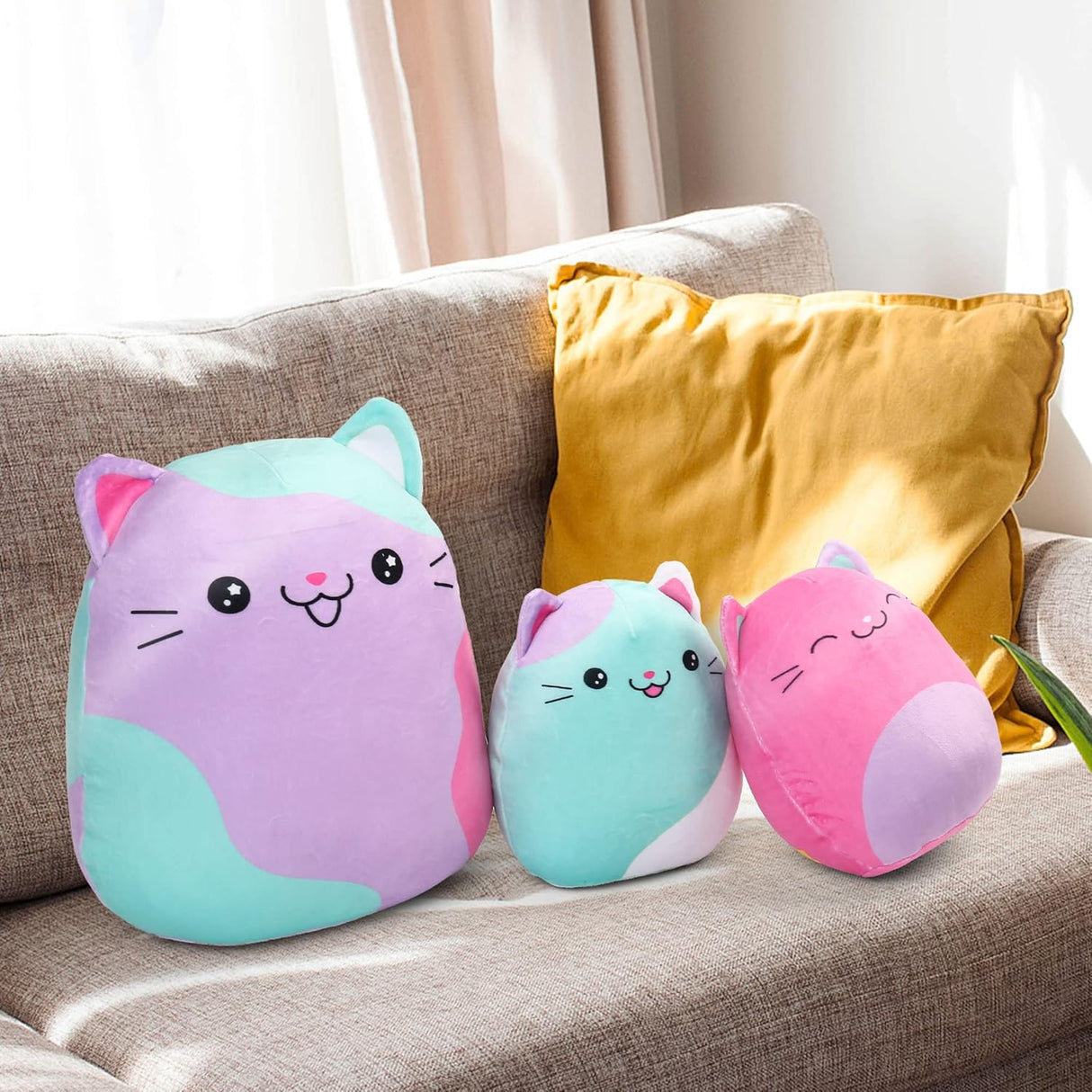 Peluches de gatos juego de 3 para niños