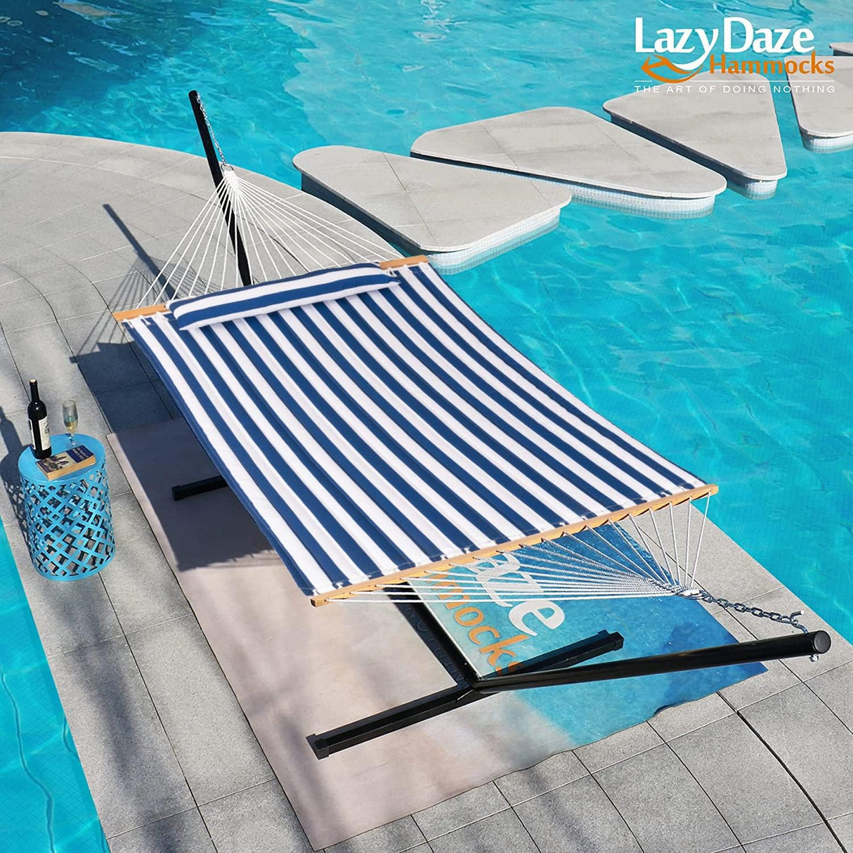 Hamaca Doble Lazy Daze 12 FT, Con Barrotes y Almohada, 450 lbs