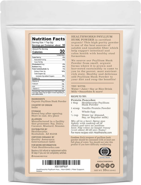 Polvo de cáscara de psyllium orgánico de la India | Keto, vegano