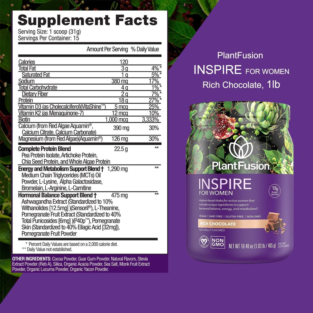 Polvo de proteína vegetal para mujer PlantFusion Inspire