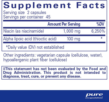 Suplemento Niacinamida  de vitamina B3 para   metabolismo