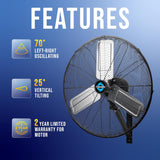 Ventilador de Pared Tornado 24 Alta Velocidad 7600 CFM Pro Series