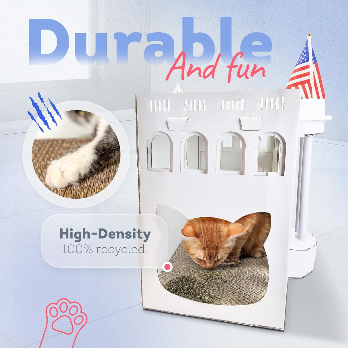 Casa de cartón para gatos - Marca: [Tu Marca] - Incluye rascadores y catnip