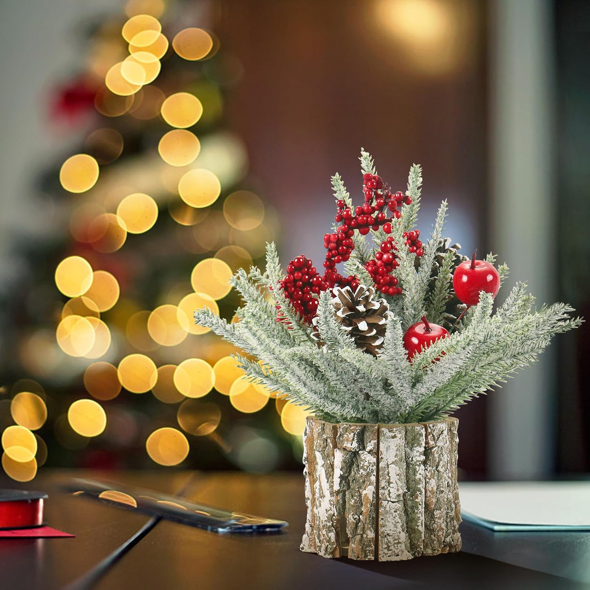 Árbol de Navidad Artificial Mini, Super Holiday, 13.7 Pulgadas