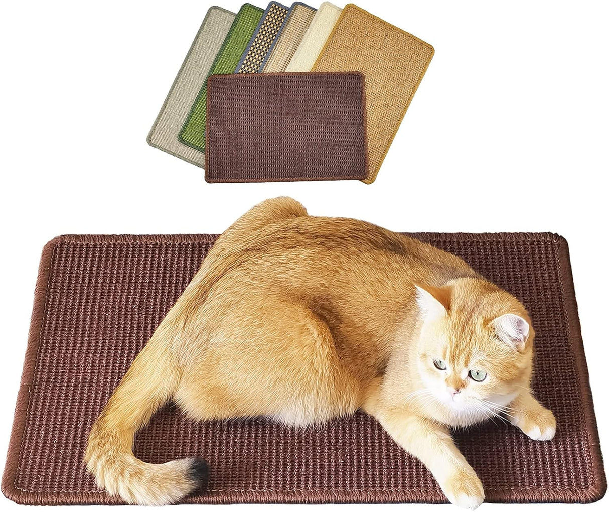 Rascador para gatos de sisal con cintas de velcro marrón