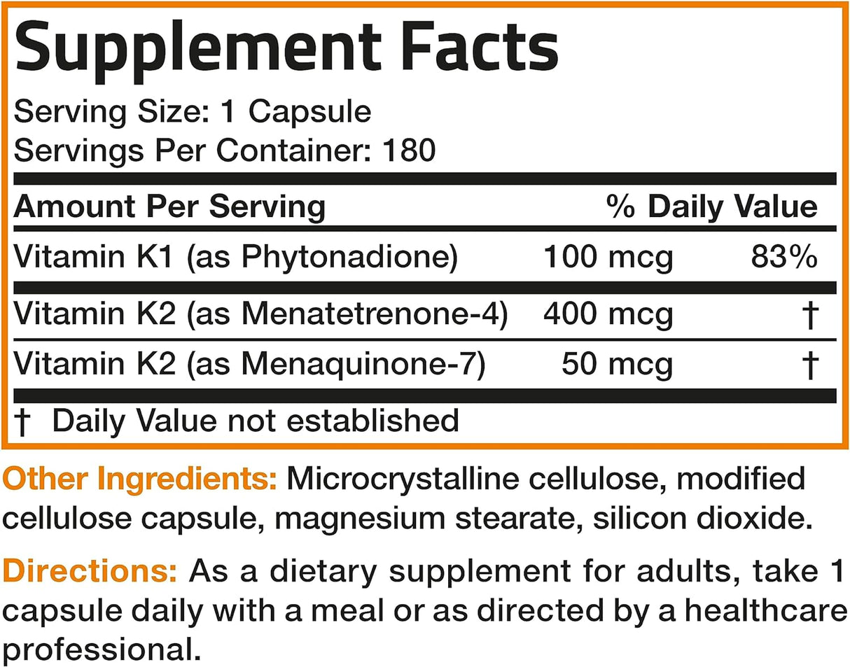 Suplemento de vitamina K2 MK7 Triple Play de Bronson