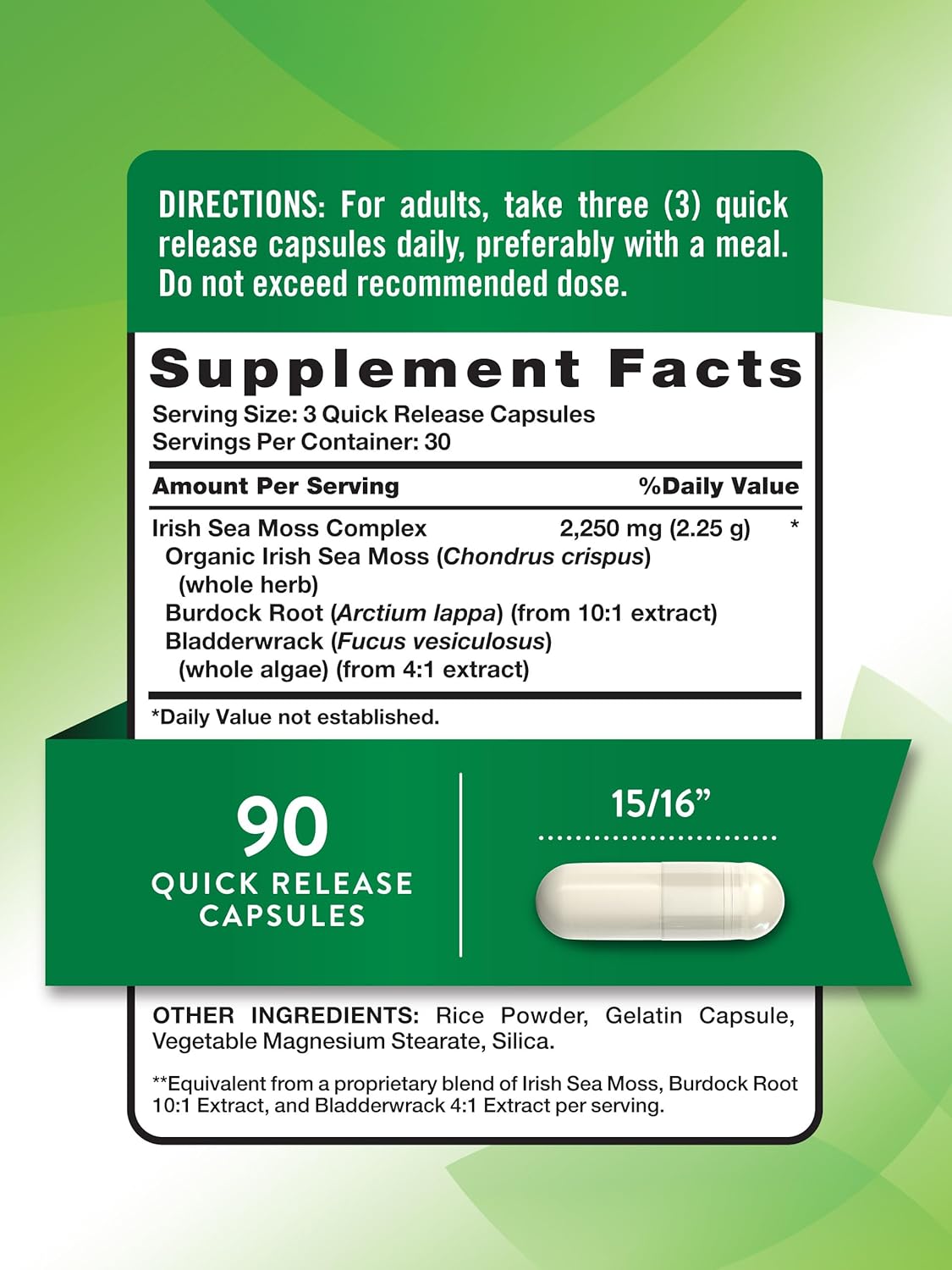 Suplemento Irish Sea Moss Nature's Truth 2,250mg 90 cápsulas