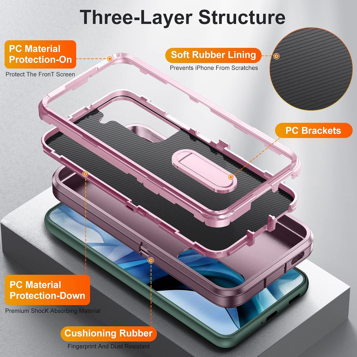 BaHaHoues Funda para Samsung Galaxy S22, Samsung S22 con soporte integrado, a prueba de golpes, polvo, caídas, grado militar, para Galaxy S22 5G de 6.1 pulgadas (morado nocturno/rosa bebé)