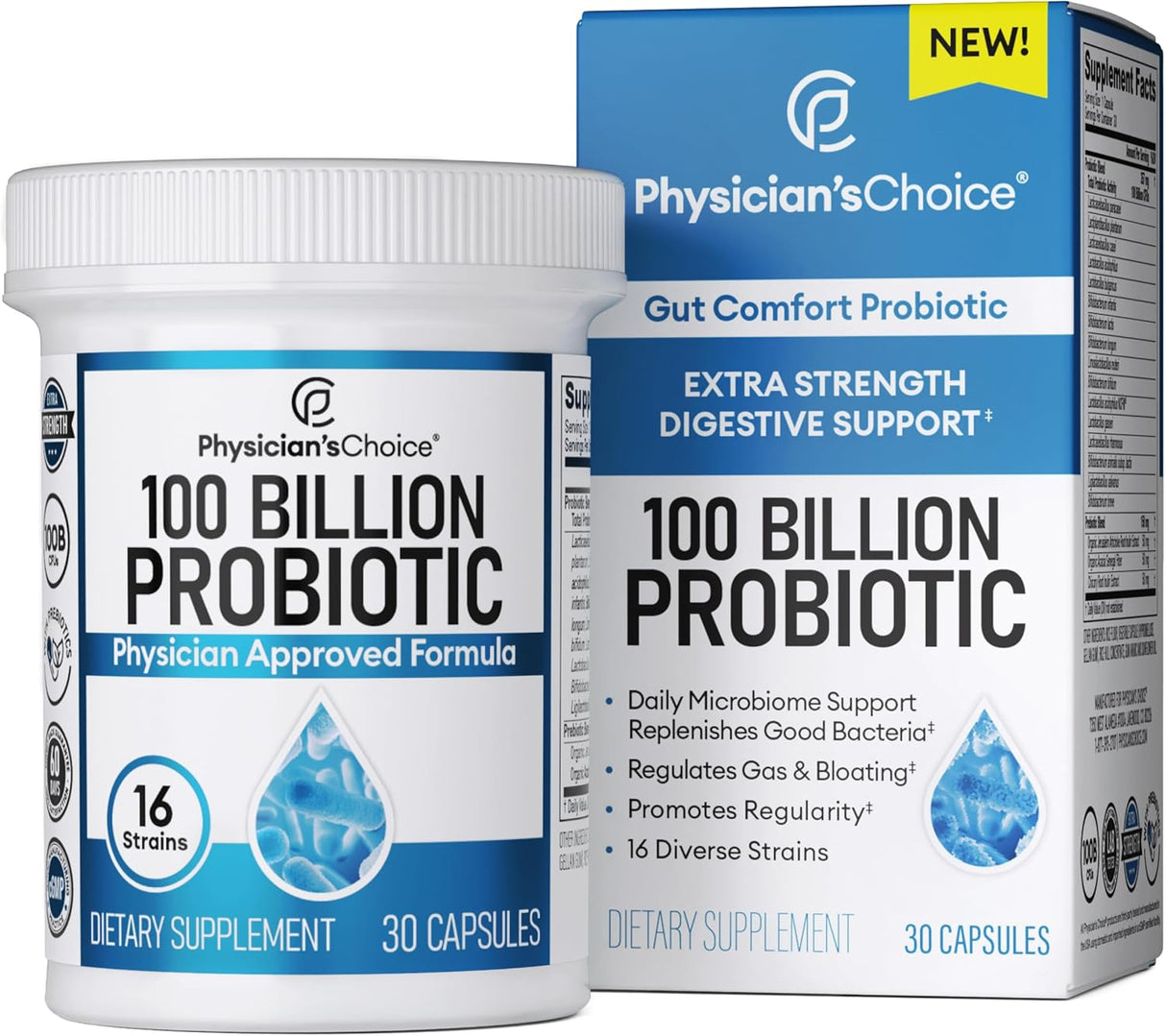 Suplemento 100 mil millones de probióticos + prebióticos